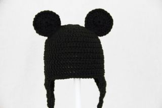 Mickey or Minnie Mouse Earflap Hat from Disney Knit Crochet Beanie Baby Adult