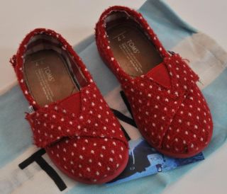 Tiny Toms Red White Polka Dot Classic Slip on Shoes Toddler Size 7