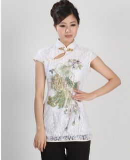 Charming Chinese Women's Top Dress T Shirt White Sz M L XL XXL XXXL
