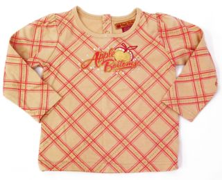 Apple Bottoms Baby Girls 18 mos Tan Pink Plaid Shirt