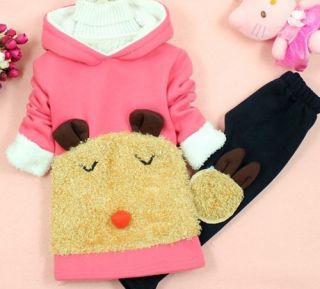 Baby Girl`s Teddy Bear Hoodie Pants Set Suit Coat Sweatshirts Age 2 7 Years