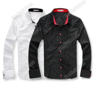 Mens Casual Slim Fit Stylish Long Sleeve Shirts Luxury Two Color Three Size New