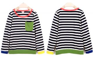 NW Toddler Boys Kid Clothes Navy Sailor Marine Striped Long Sleeve T Shirts 3 8Y