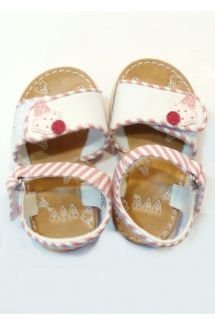 Designer Girls Baby Velcro Sandal Shoes Ice Cream White Pink Sz 4 9 12 Month
