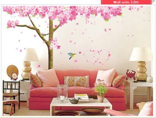 DIY Tree Birds Removable Vinyl Wall Stickers Decal Wallpaper Art Home Decor Pink
