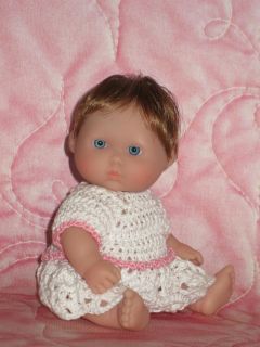OOAK Berenguer 5" Itsy Bitsy Baby Girl Doll Hair Wig Pink White Crochet Thread