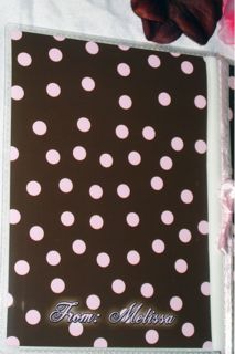Baby Girl Custom Personalized Photo Album Handmade Polka Dots Brown Pink Gift
