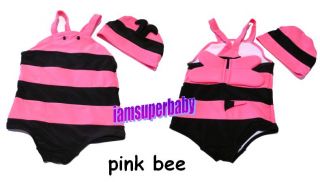 New Baby Bee Summer Character Swim Suit Hat Set 6 30mos
