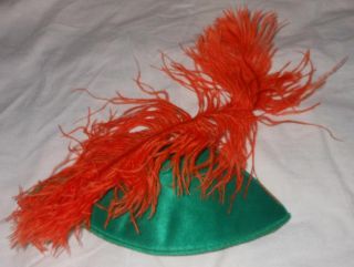 Child's Green Cap Orange Feather Peter Pan Halloween Costume Dress Up Boys Girls