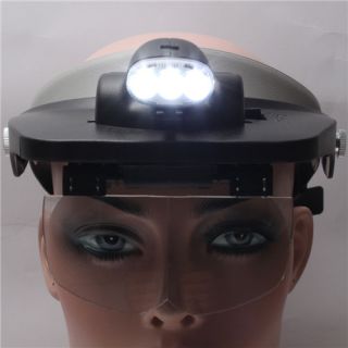 LED Light Reading Head Headband Loupe Magnifier Magnify Glass with 3 LED Black