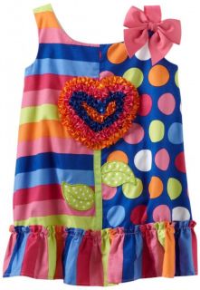 Youngland Toddler Girls Stripe Dot Heart Flower A Line Dress Bright Multi Sz 2T