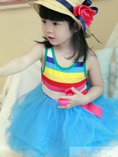 Casual Kids Girls Mixed Colors Sundress Toddler Princess Party Dresses Size 3 4Y