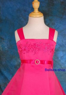 Hot Pink Flower Girls Party Pageant Dress Sz 6 7 HP11