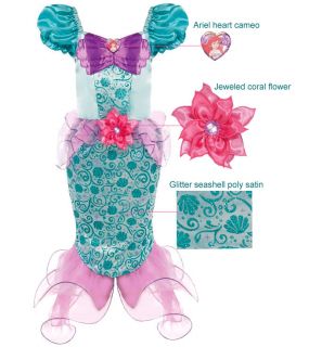 Disney Princess Little Mermaid Ariel Girl Costume Dress Tiara Jewel Sz 8 10