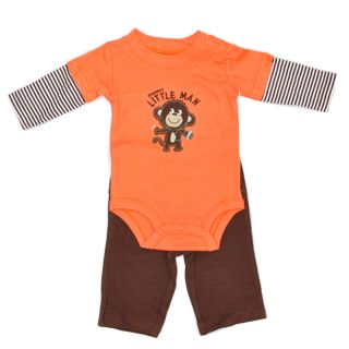 New Carter's Baby Boys Set Orange Cute Little Monkey Bodysuit and Pants Newborn