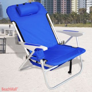 Heavy Duty Backpack Beach Chair by Rio Solid Blue