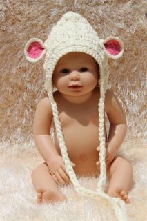 New Cute Handmade Cotton Newborn Baby Knit Crochet Elf Hat White Wizard 0 3Year