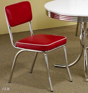 New Retro Contemporary Set of 4 1950's Style Retro Chrome Black or Red Chairs