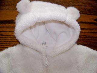 Baby Gap Boy Girl White Furry Bear Ears Jacket Hoodie Size 0 3 MO