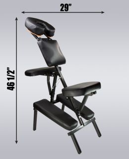 Portable Massage Chair Tattoo Spa Beauty Salon Therapy Black PU Leather 3" Foam