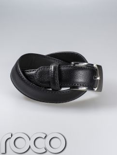 Black Leather Belt Silver Buckle