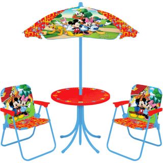 4pc Disney Mickey Mouse Patio Table Chairs Umbrella Set