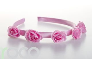 Girls Pink Flower Girl Rosebud Bridesmaid Headband