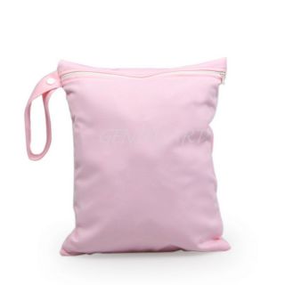 Waterproof Baby Cloth Diaper Wet Dry Zipper Bag Washable Reusable Pouch Pink