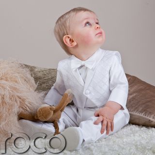 Baby Boys White Suit Christening Pageboy Wedding Toddlers Tail Suit Age 0 24M