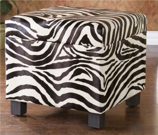 Zebra Print Storage Ottoman Footstool Chair Stool New