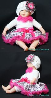 Baby Hot Pink Leopard Pettiskirt Hot Pink Top Set 3 12M
