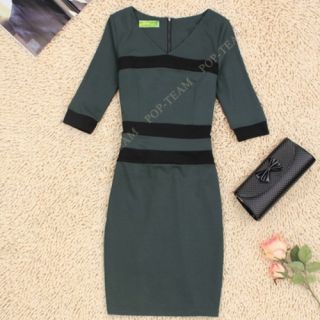 Womens Optical Illusion Slimming Stretch Bodycon Business Party Pencil Dress T94