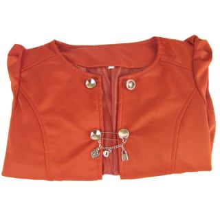 New Orange M L XL XXL Womens Jacket Coat Blazer Double Breasted Puff Sleeve Z