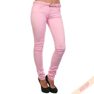 Ladies Women Spring Colour Skinny Jeans Stretch Slim Denim Pink Lilac Blue