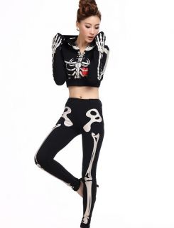 Sexy Lady Black Skull Costume Halloween Fancy Outfit Partywear Clubwear Gothic