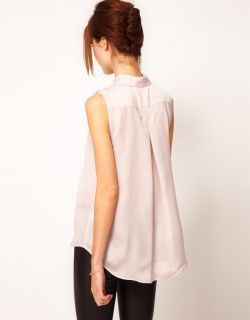 New Women European Fashion Sleeveless Rivets Collar Vest Chiffon Shirt B2118