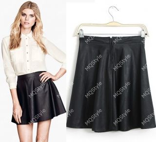 New Womens European Fashion Slim Sexy Faux Leather Zip Mini Skirts Black B3282