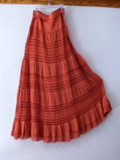New Long Pumpkin Pie Crochet Lace Peasant Boho Maxi Dress Skirt 16 18 14 XL