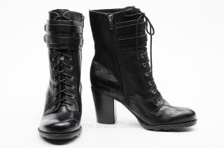 Black Leather Combat Boots New