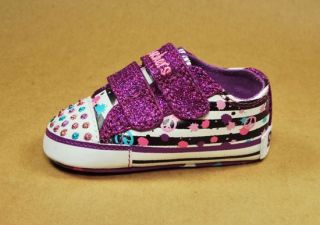 Skechers Crib Shoes Twinlkle Toe Lil Hipster Purple New Born Babys 89239N WBPR