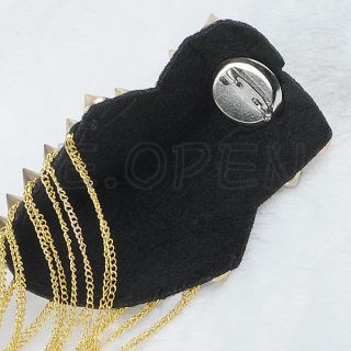 Men Women Punk Gothic Tassel Stud Rivet Pin Brooch Epaulette Shoulder Mark Board