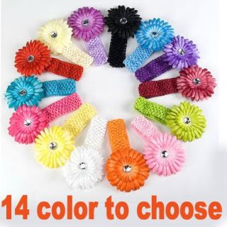 Details about Lovely Baby Girls Crochet Headband Daisy Flower Hair
