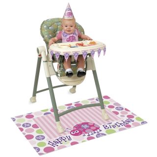 4 Piece Pink Ladybug Girl's Happy 1st Birthday Party High Chair Decorating Kit