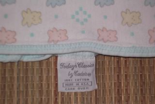 Carters Today's Classics Vintage Cotton Knit Baby Blanket Pastel Bears Lovey