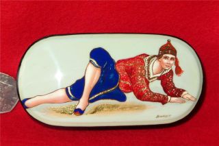 Russian Hand Painted Small Lacquer Art Box Chinese Dancer 1917 Leon Bakst Ballet