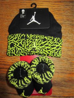 New Style Nike Airjordan 2pc New Born Baby Toddler Set Hat Booties Clothes 0 6mo