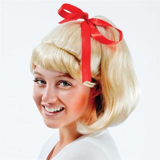 Fancy Dress Party Costume 1950s 50s Girls Female High School Ponytail Wig Blonde