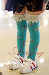 Kid Cotton Floral High Knee Lace Flower Girl Socks Children Tight Sock Stockings
