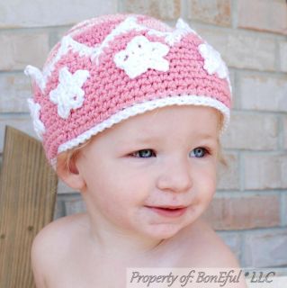 BonEful RTS New Boutique Crochet Knit Pink Baby Girl Pom Winter Hat 9 18 24 M 2