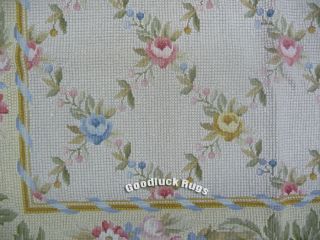 140x200cm Handmade Floral Roses Wool Portuguese Needlepoint Area Rug Brand New